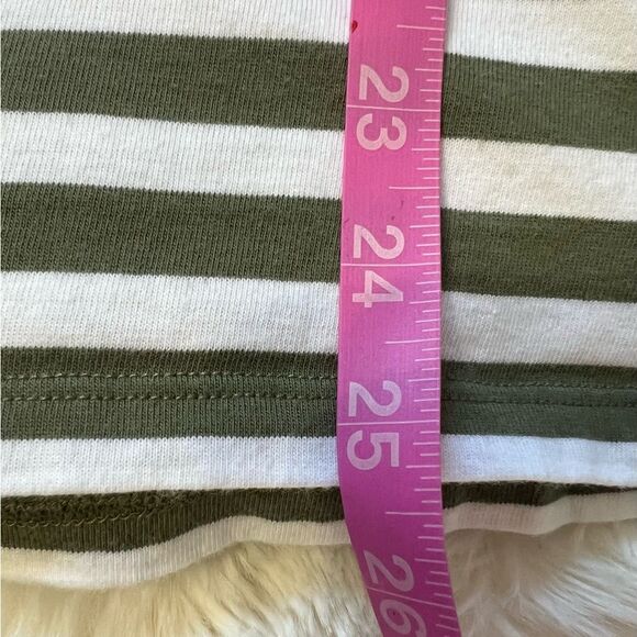 Talbots Green White Striped Blouse XL Button Detail Shirt Preppy Coastal Classic - Picture 5 of 10